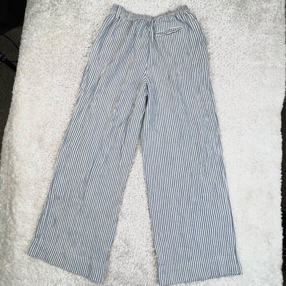 Aerie Daybreak Trouser Wide Leg Pants Blue Striped - Picture 3 of 9